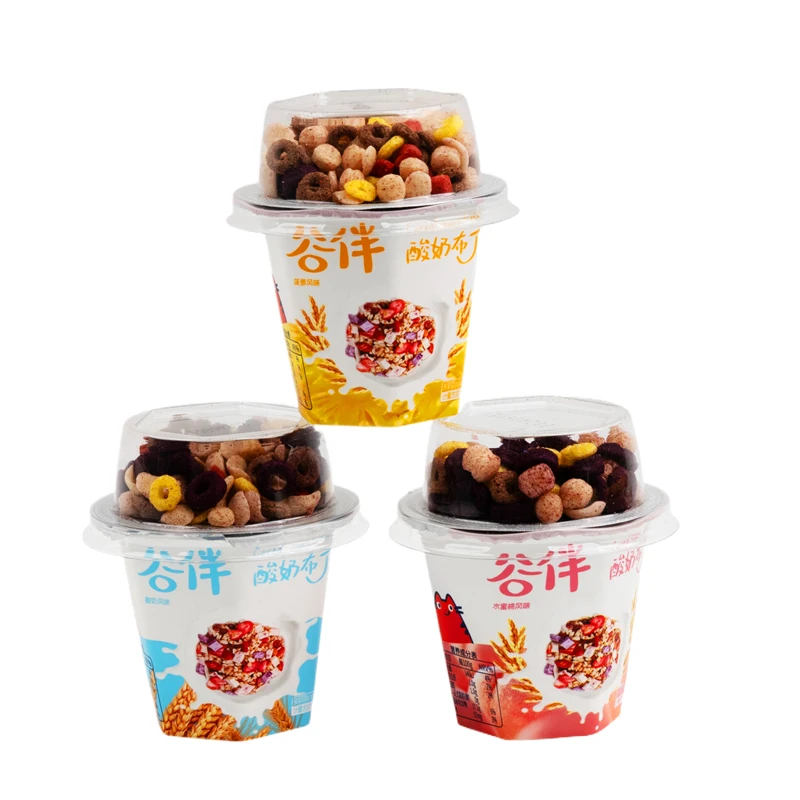 Exotic New Model Portable Breakfast Oats Cup Sweet Fruity Yogurt Peach Oatmeal With Fruit Jelly and Pudding Small Food