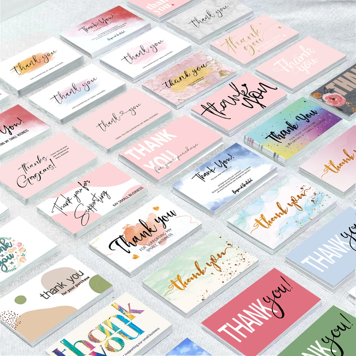 FSC 500pcs/bag Cheap Custom Thank You Card For Businesses Greeting Card With Logo Thank You Card Printing