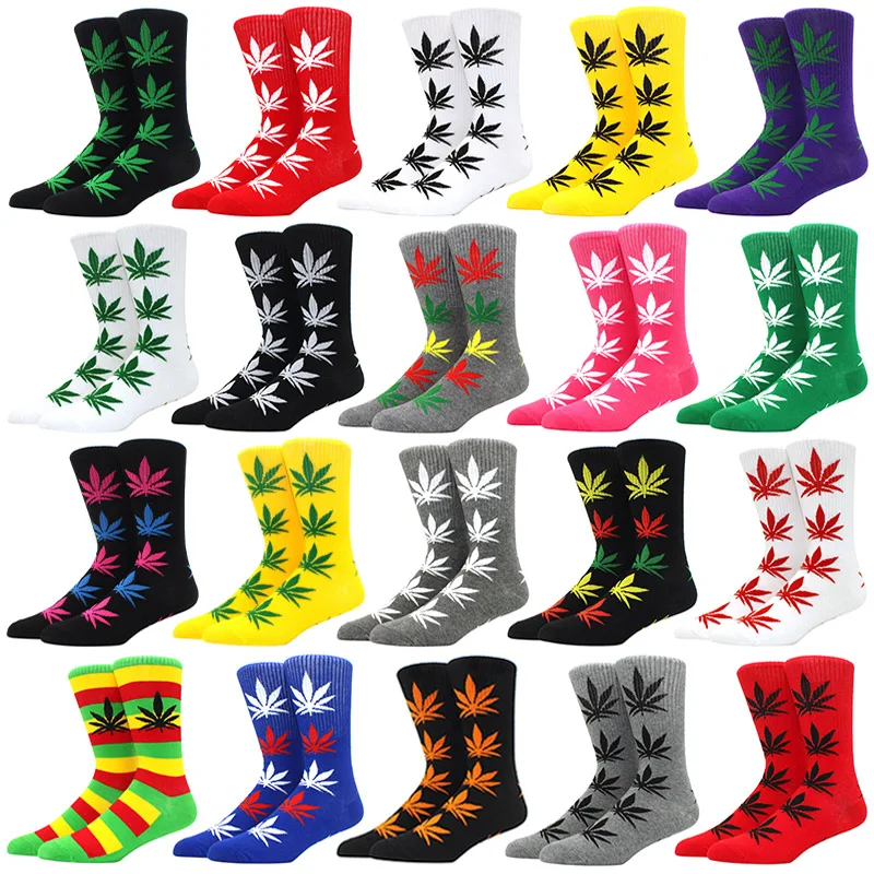 Whale Professional Skateboard Socks Weed Leaf Socks Casual Colorful  Fun Tie Dye Maple Socks in Stock