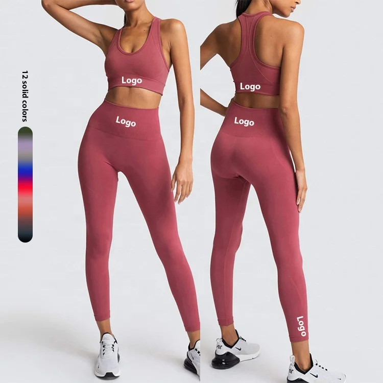 private label sportswear women workout sets compression athletic leggings and sports bra seamless yoga set fitness gym wear set