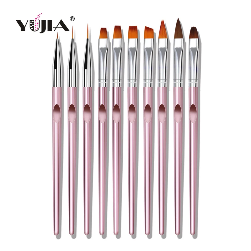 New Rose Gold Handle Wholesale high quality nylon hair Sable Acrylic Nails Oval Nail Art Brushes Brush Set Manufacturer