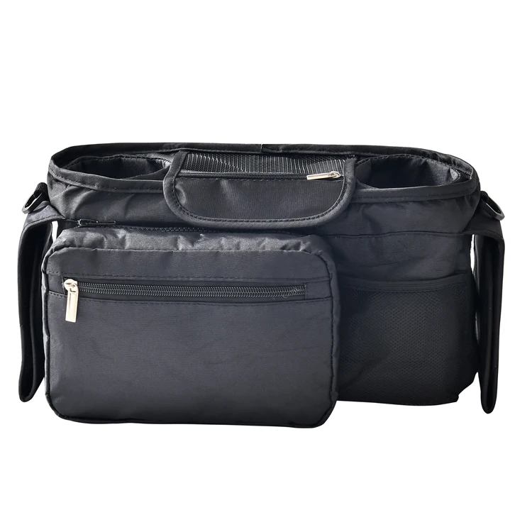 
Baby Stroller Organizer Bag Stroller Storage Bag with 2 XL Waterproof Leak-Proof Insulated Cup Holders and Large Detachable Zi 