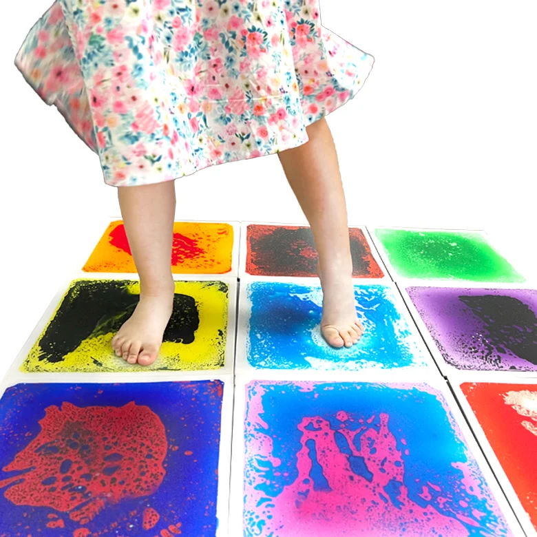 Sensory toys Imagination Development Liquid PVC Floor Tile Mat Educational Toys Kids Children Sensory Floor Tile