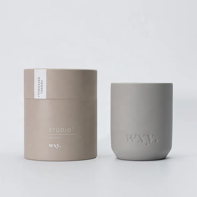 Black White Rigid Small Paper Cardboard Round Box Empty Candle Jars Candle Paper Tubeckaging With Custom Metal Lip