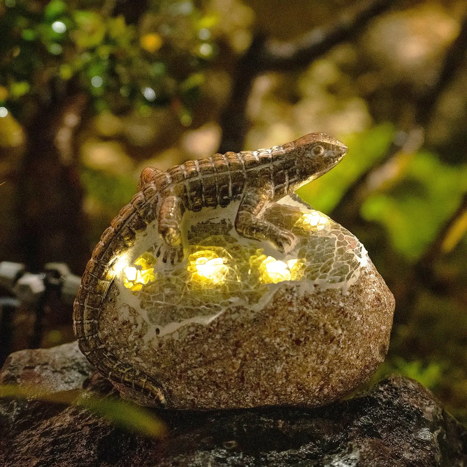 Solar Garden Statue Lizard with LED Lights, Lawn Decoration, Garden Decoration