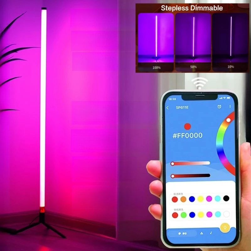Смарт-RGB светодиодный Угловой напольный светильник Современный USB Power Flight APP пульт дистанционного управления для гостиной прикроватный декор с регулируемой яркостью подставка освещение