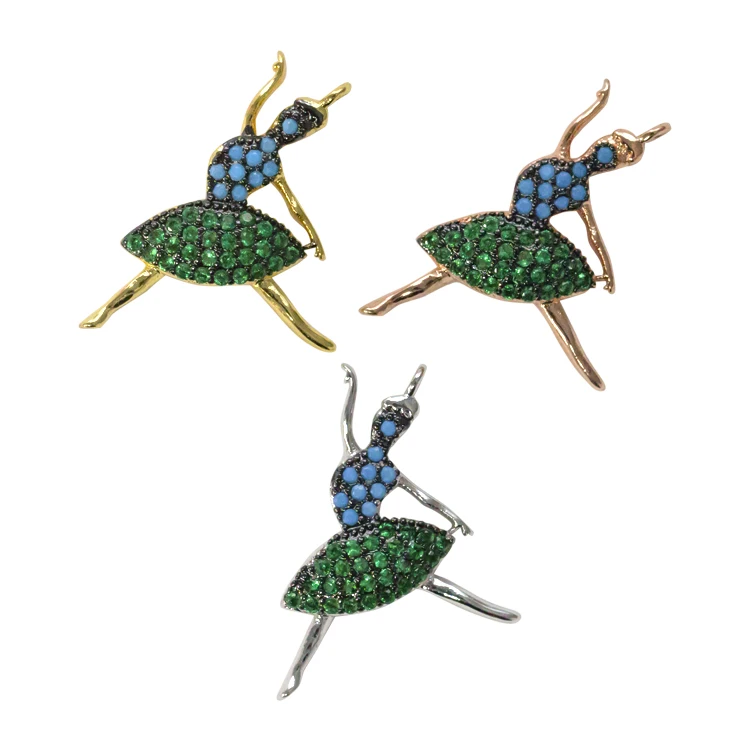 2022 оптовая продажа ювелирных изделий Очаровательные Новые поступления дизайн кубический циркон микро паве девочки Танцор Кулон для изготовления ювелирных изделий