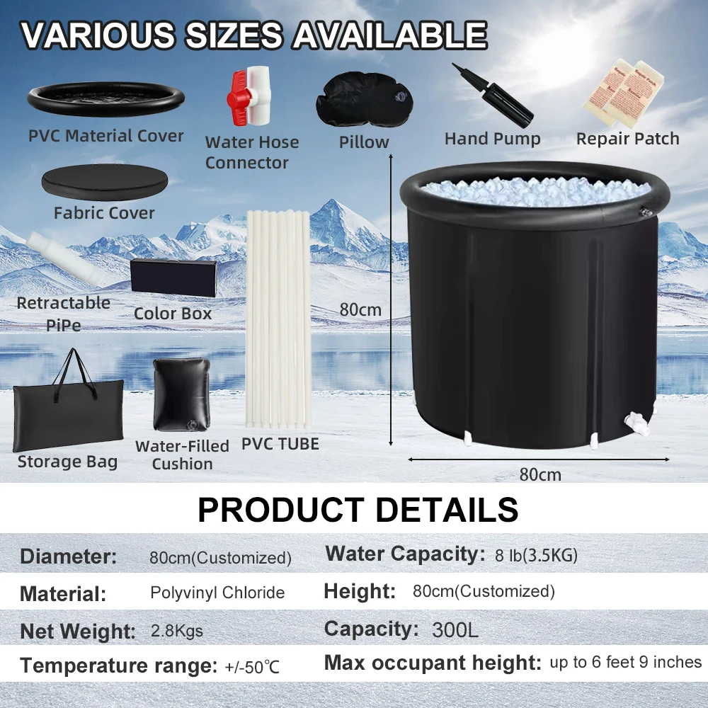Ice Bath Tub Inflatable Recovery Cold Water Multi-layer Insulation Material Bath Tub With Complete Accessories