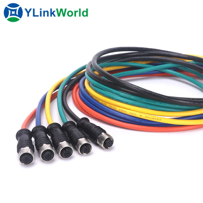 m8 m12 c code connector right-angle 5 pin 6pin 12v power drawer jack station terminal block male and female electrical connector