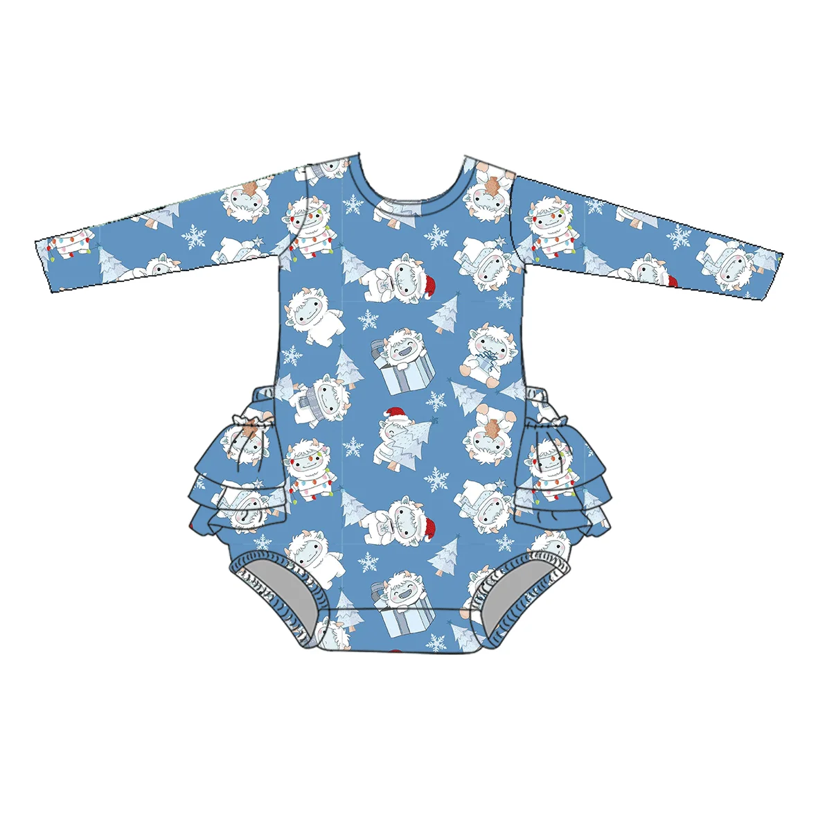 Custom Christmas Baby Romper Manufacturer Newborn Long Sleeve Romper Round Collar Leotard Romper