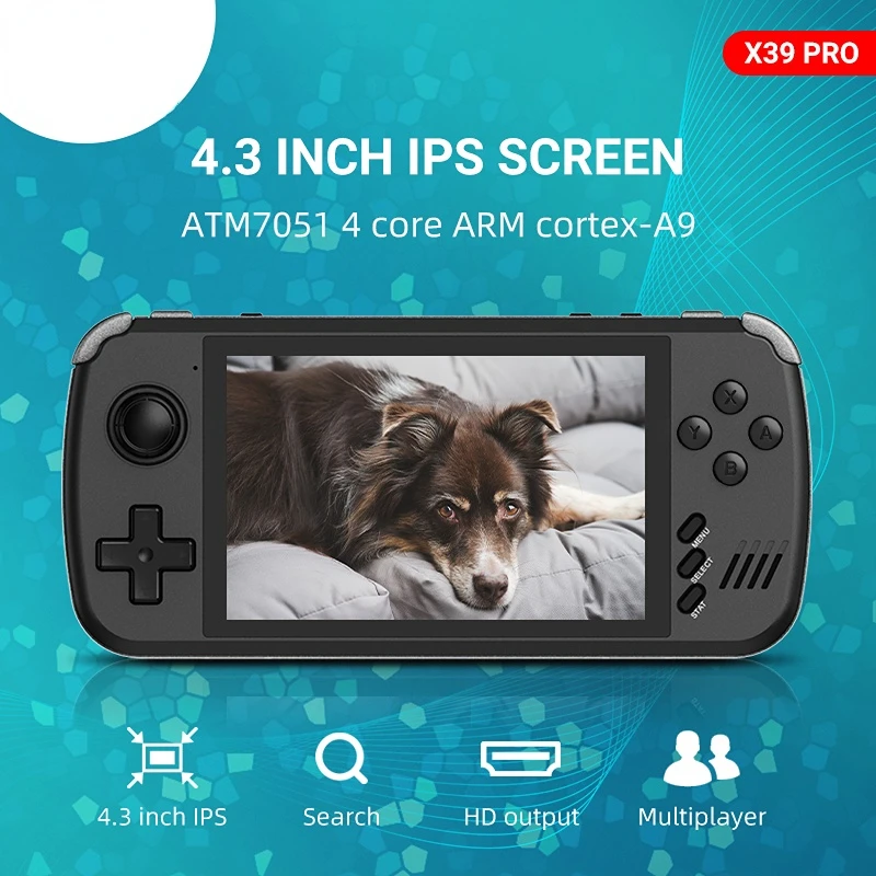 POWKIDDY X39 4 3 дюймовый IPS экран детские подарки Ретро игровая консоль поддержка 4K HD Out портативные