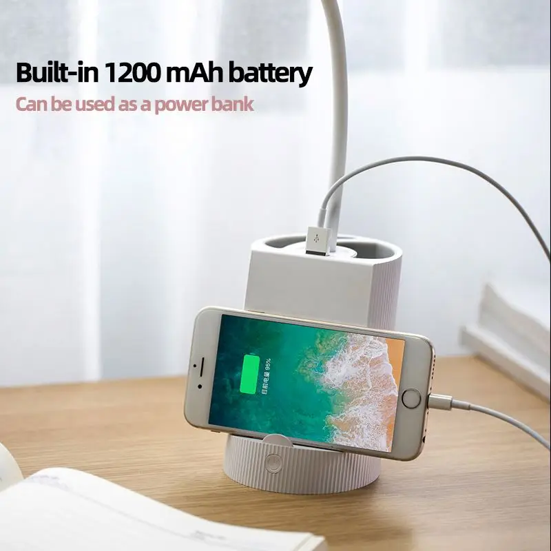 Brain power Touch Control LED Desk Lamp 3 Color Mode 360 Flexible desk light with pen holder and phone stand