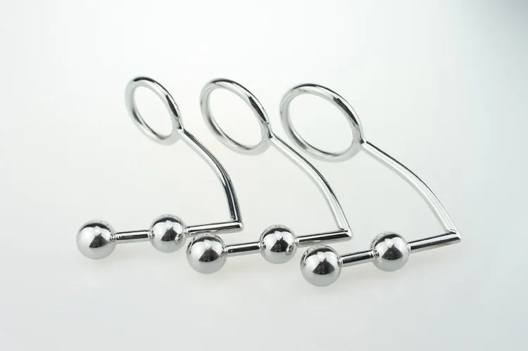 Stainless Steel Metal Beads Penis Ring Butt Plug Cock Ring Anal Hook For Men