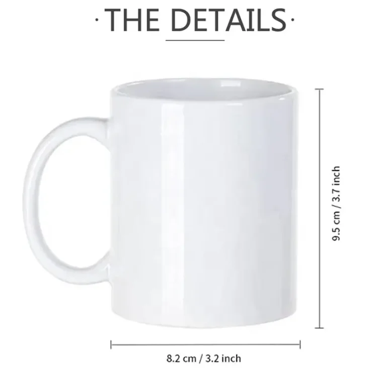 MDA Porcelain Ceramic Mug with White Sublimation Coating Blank Mugs for Logo Printing Coffee Cups