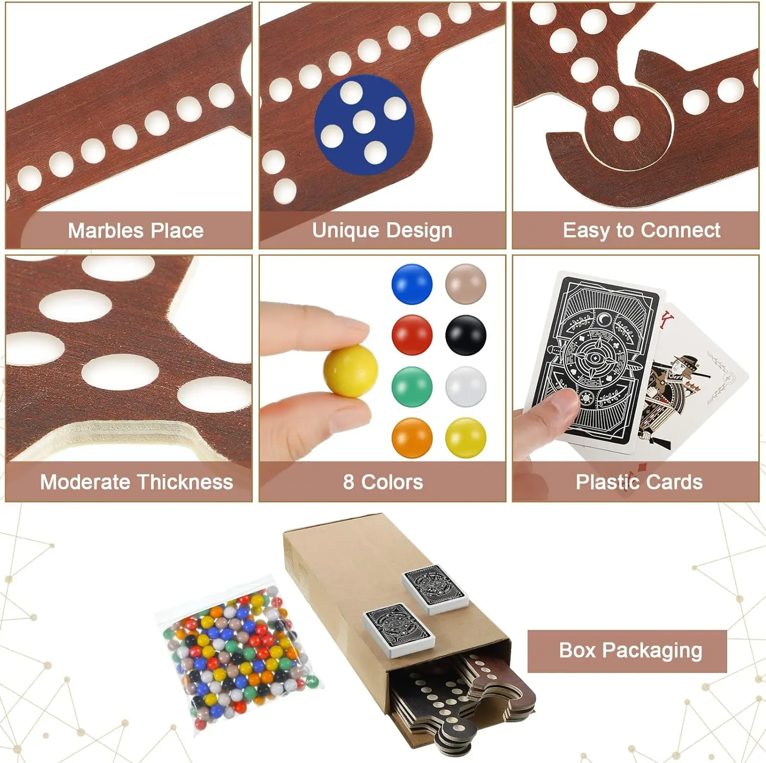 Jokers and Marbles Game 4-8 Player Wooden Fast Track Board Game For Holiday Party Family Playing