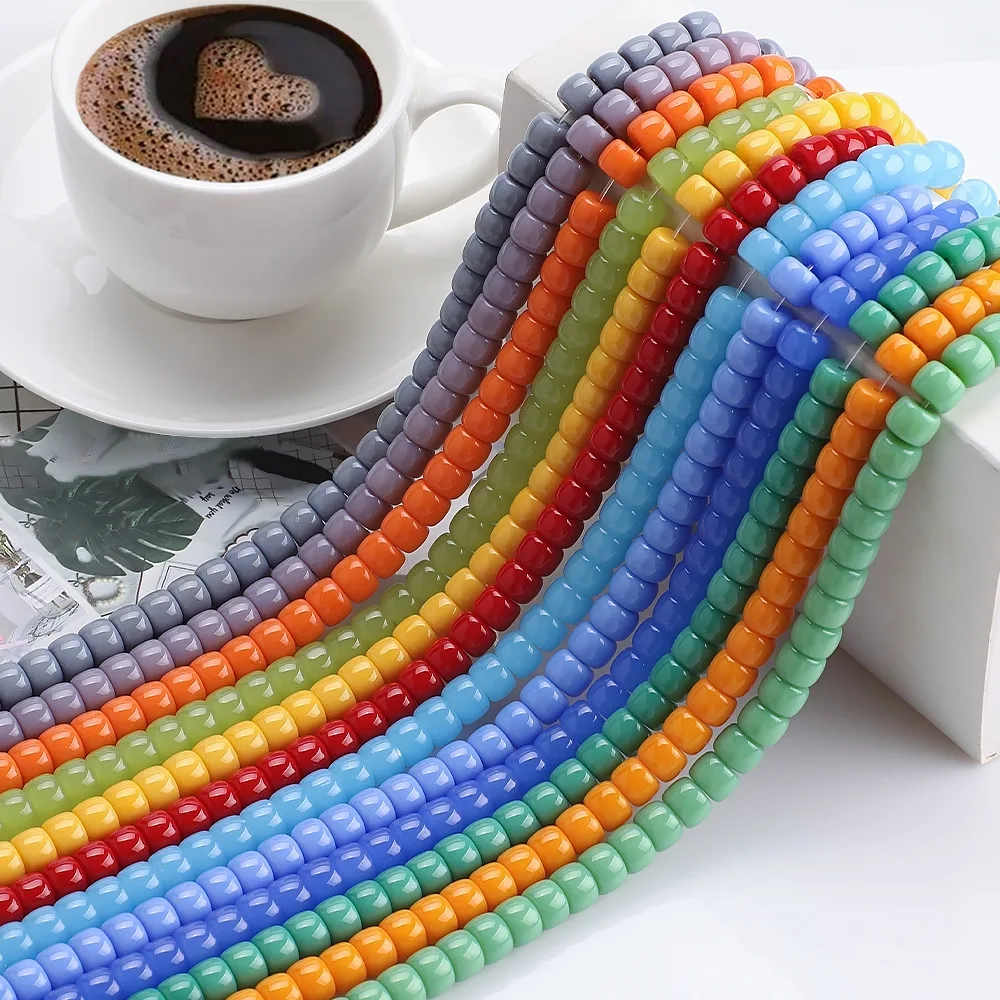 XUQIAN Ins Hot Selling 6*8mm Hole Cylindrical Glass Crystal Beads for DIY Jewelry Phone Chain Material Accessories