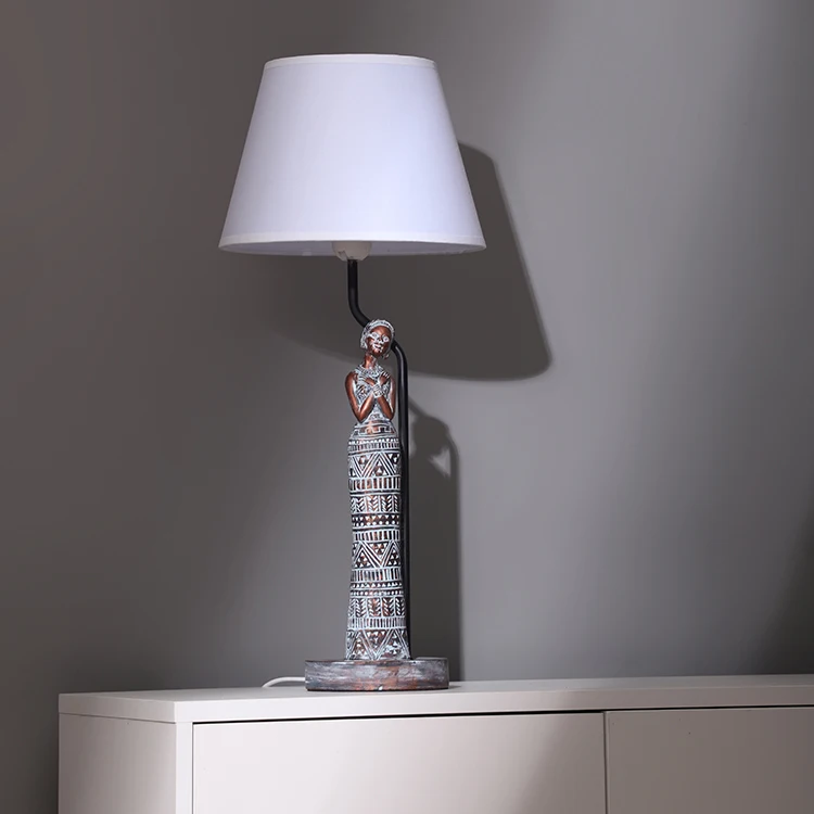 america modern customised indoor decoration beautiful woman statue resin base antique table lamps with switch