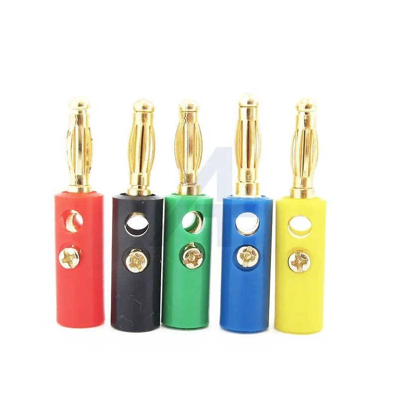 JIALUN 41MM Length 4MM Solderless Connector Screw Brass Banana Plug