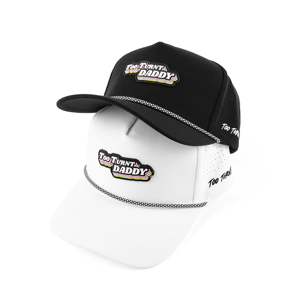 promotional popular plain black 5 panels design logo baseball cap performance perforated waterproof blank golf sports hat