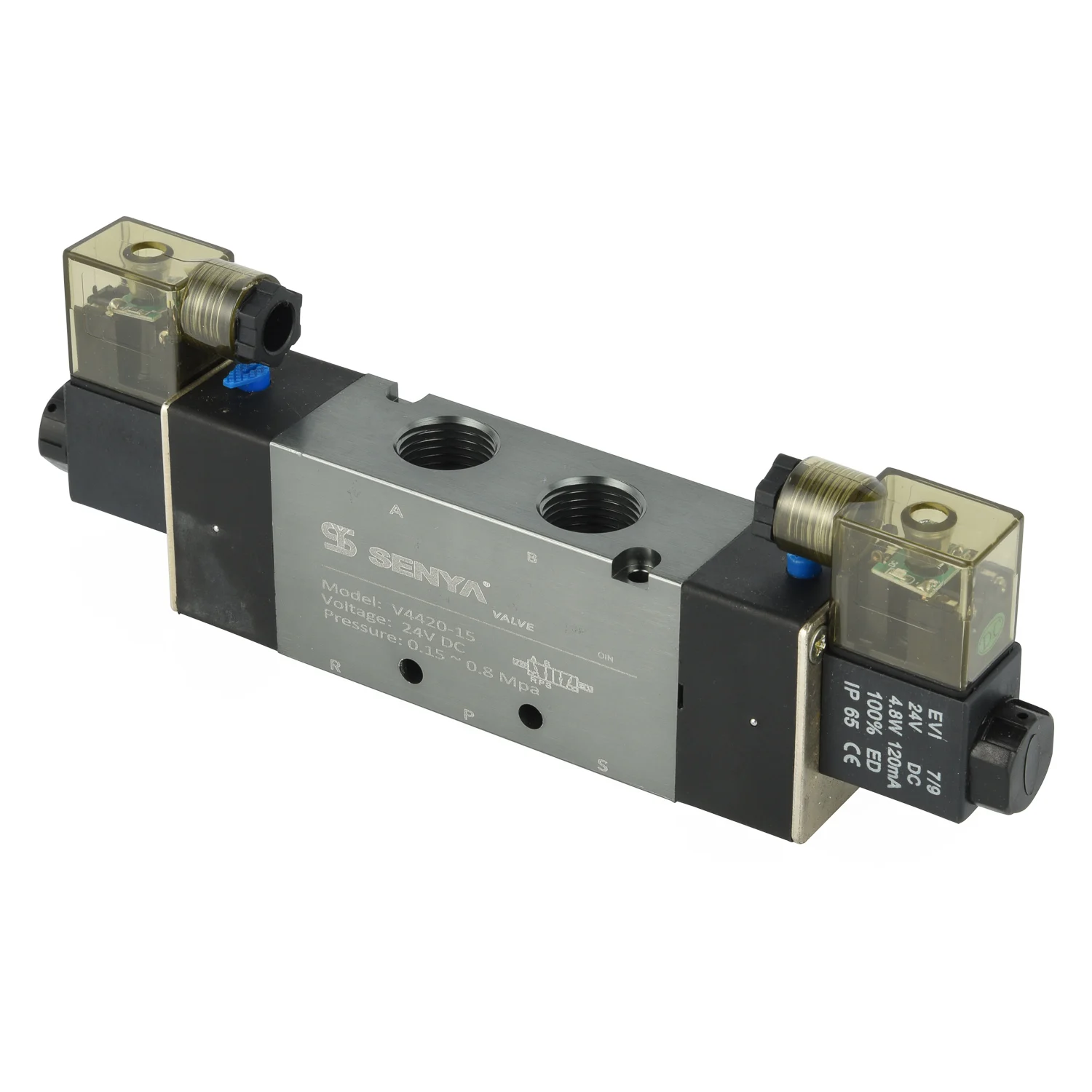 4V220-08 Series Single Coil Control Solenoid Valve 24V 12V 5 Way 2 Position Pneumatic Air Control Solenoid Valve