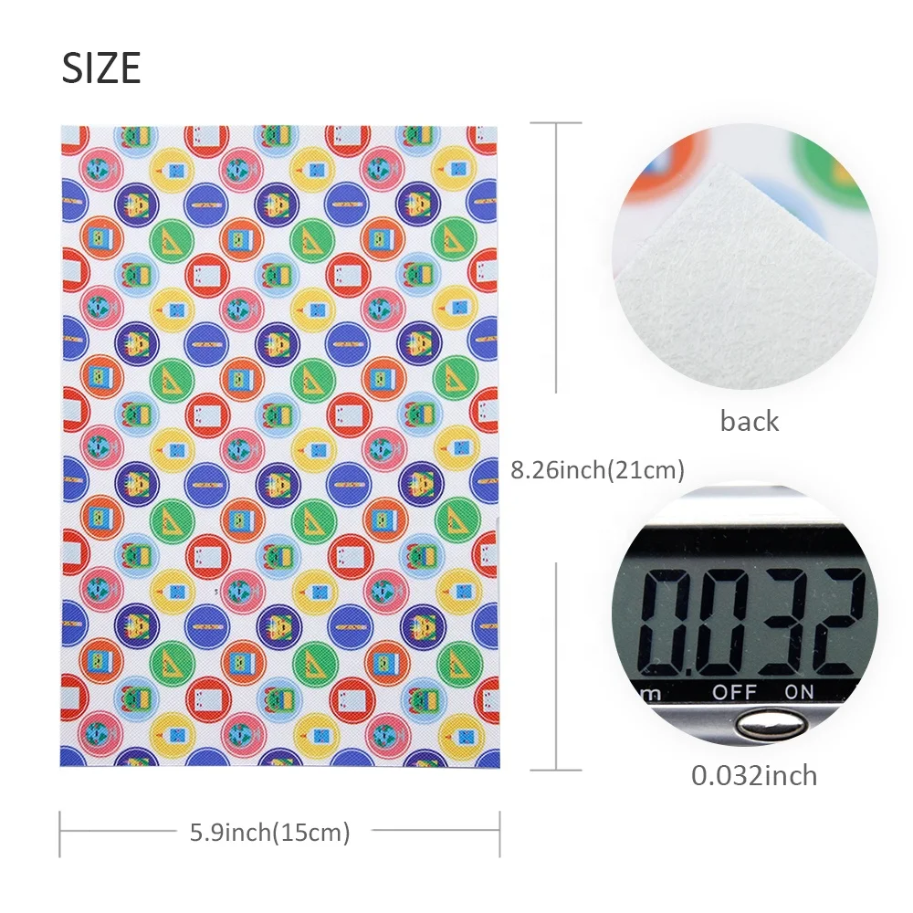 5pieces/set  A5 Back To School Synthetic Leather For Bows Bags Wallet Phone Cover DIY 1102325