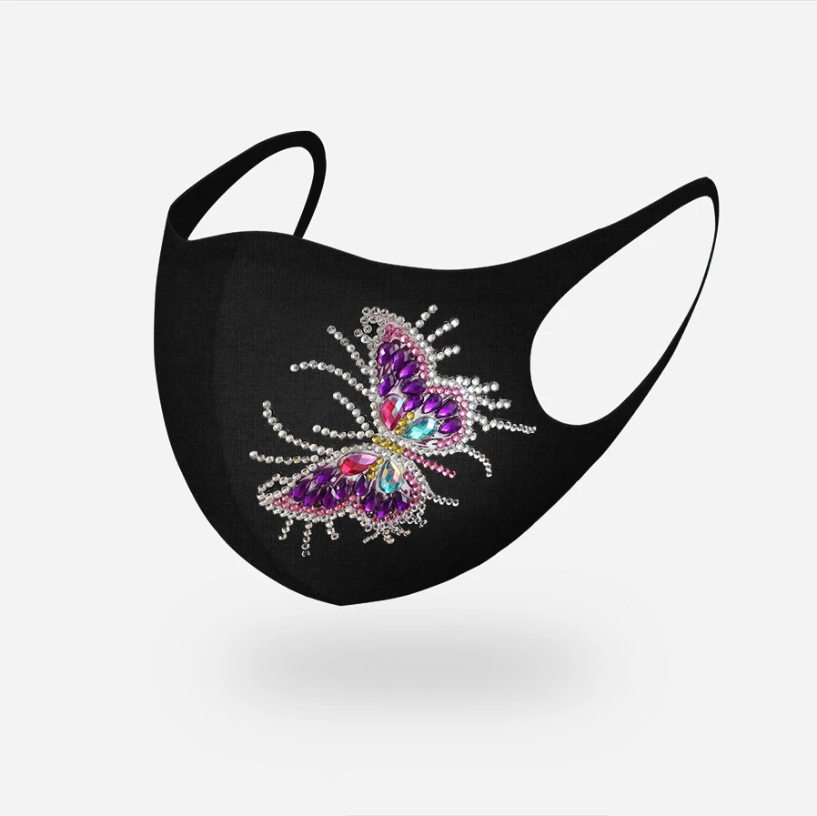 
custom /Spot Fashionable 5D DIY Diamond Painting Masks party decoration reusable face Masks wholesale Flower butterfly girl 