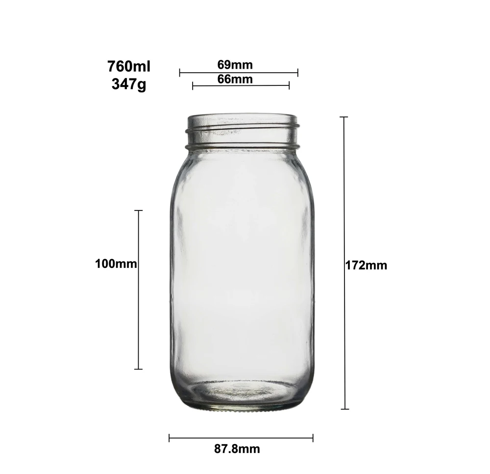 Berlin Packaging Customized Capacity Transparent Candle Jar Wholesale Food Grade 750ml Empty Round Clear Glass Jar For Honey Jam