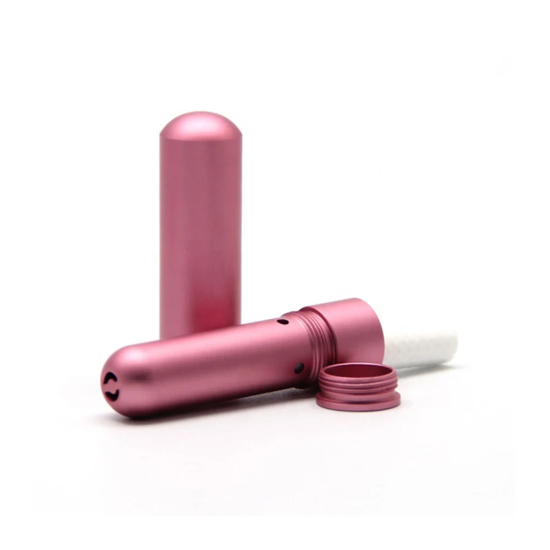 Stylish Aluminum Nasal Inhaler with Essential Oil Multiple Materials Including Plastic Cotton Glass Blank Container