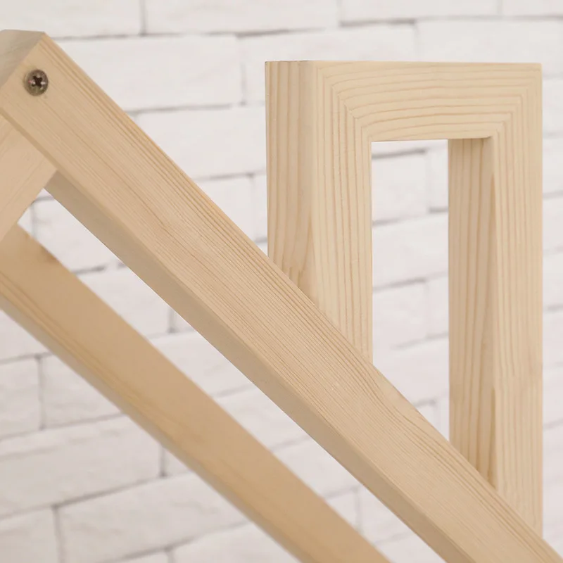 Children Bookshelf Simple Multilayer House-shape Floor Standing Shelving Study Bookcase Toy Storage Rack Cabinet Wood Modern