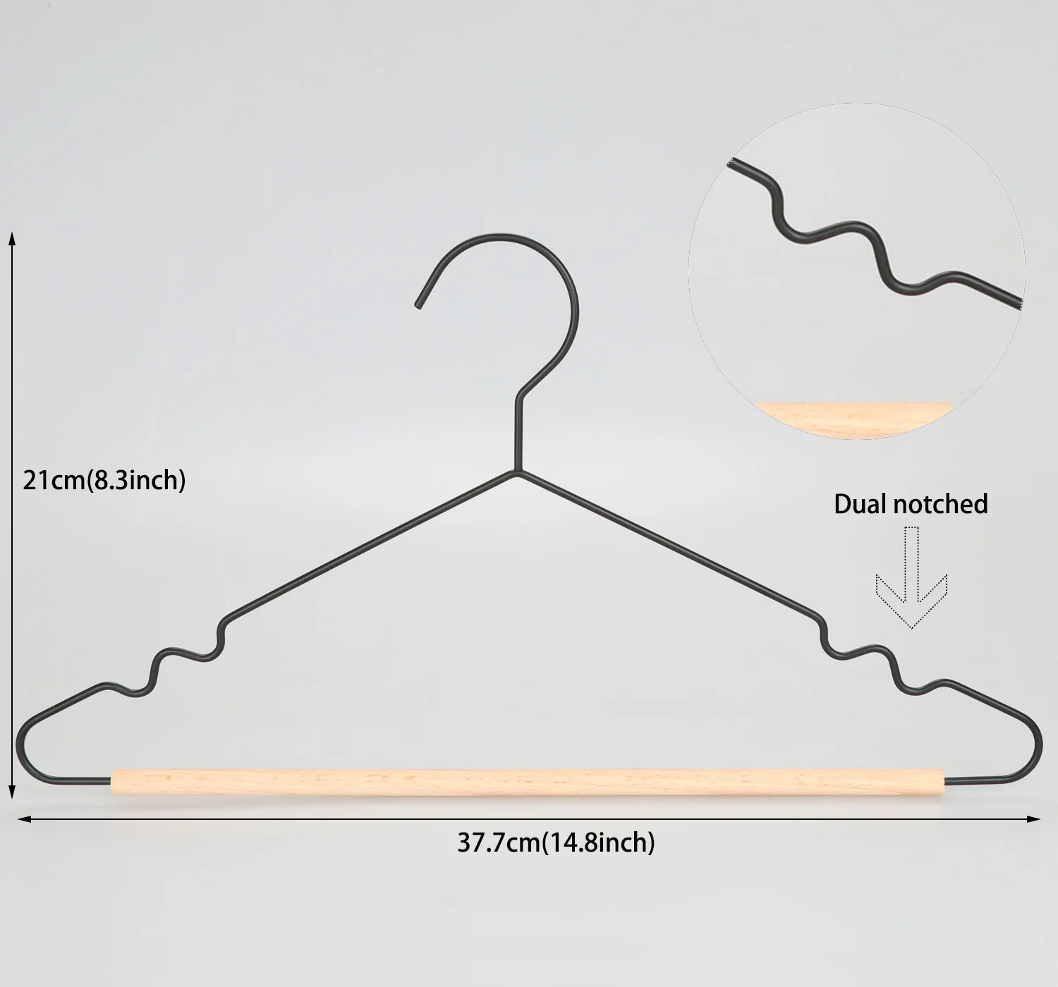LINDON Premium Custom Space Saving Black Beech Wood Metal Hanger Wholesale for Clothes