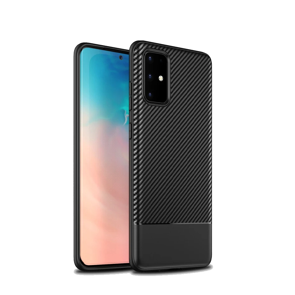 2020 Newest S20 Plus Carbon Fiber Leather Soft TPU Bumper Case for Samsung S20