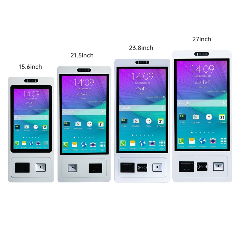 First-class 15.6 21.5 23.8 27 inch camera printer POS NFC information kiosk metal base touch screen self service payment kiosk
