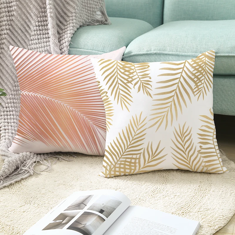 
Hawaii Gold Yellow Palm Leaf Sunflower Pattern Pillowcases Throw Pillow Cover Soft Cushion Cover for Bedroom Chair Car 