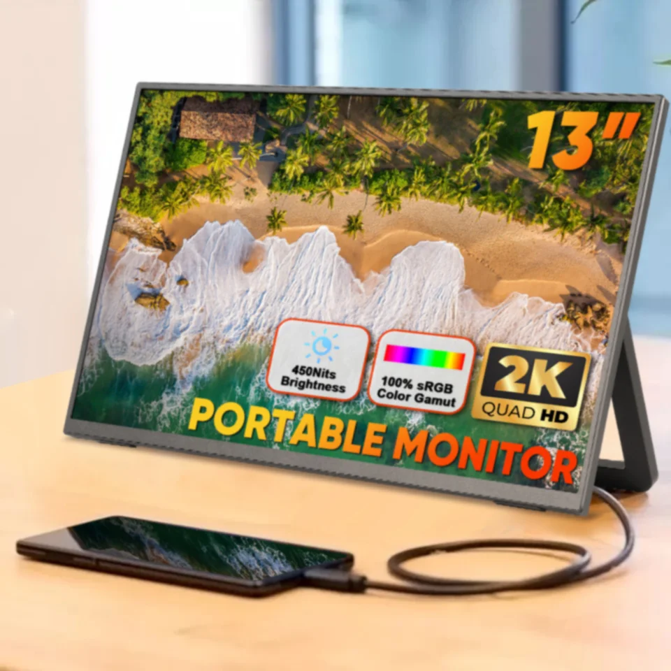 Портативный монитор для ноутбука 15 6 дюймов FHD 1080P IPS экран ухода за глазами с подставкой 180 Регулируемый двойной динамик путешествий