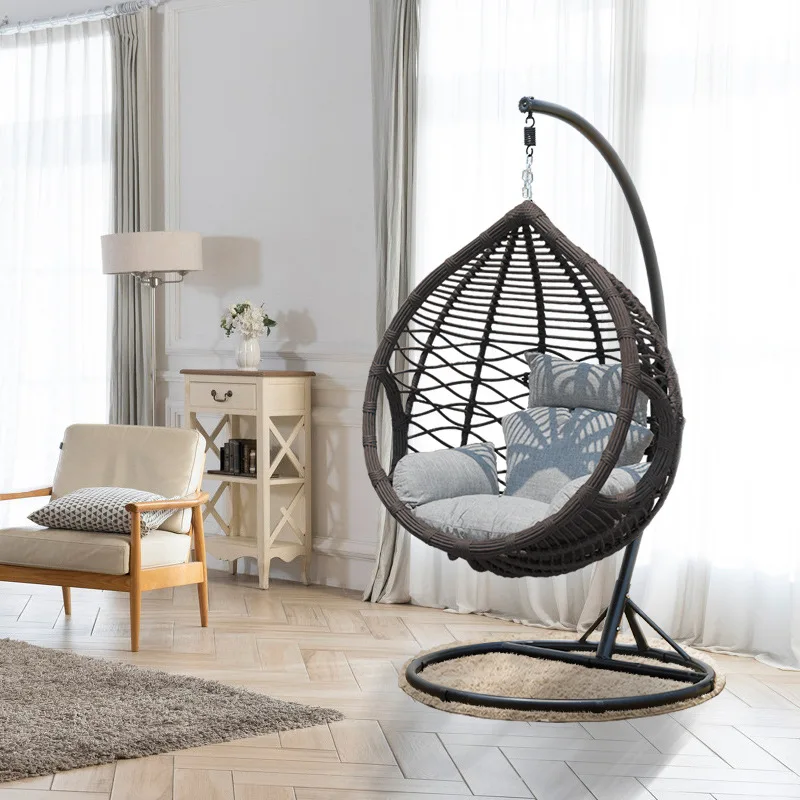 Manufacturer Factory Wholesale Rattan Metal Frame Egg Hanging Outdoor Swing Chair