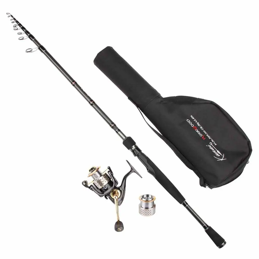 Spinpoler Fishing Rod Reel Combo Set 2.4m Telescopic Rod Carbon Fiber And Spinning Reel 1000/2500 Serie Hard Case Bag Set Tackle