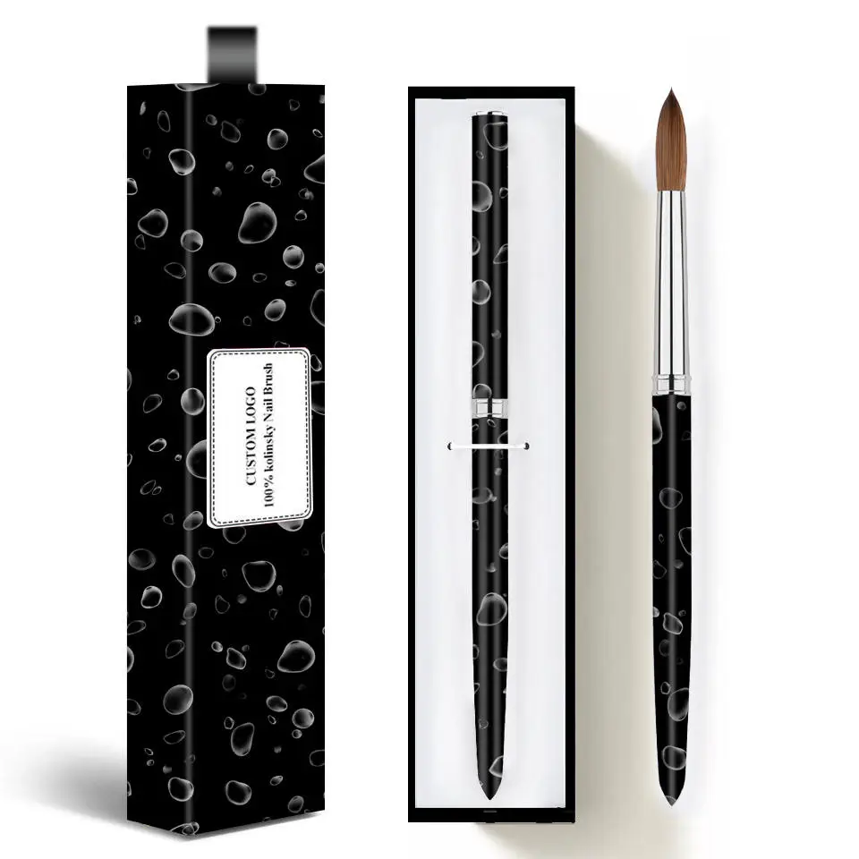 Germany Kolinsky Acrylic Brushes Black Handle Professional 100% Pure Kolinsky Nail Art Acrylic Brush 10 12 14 16 18