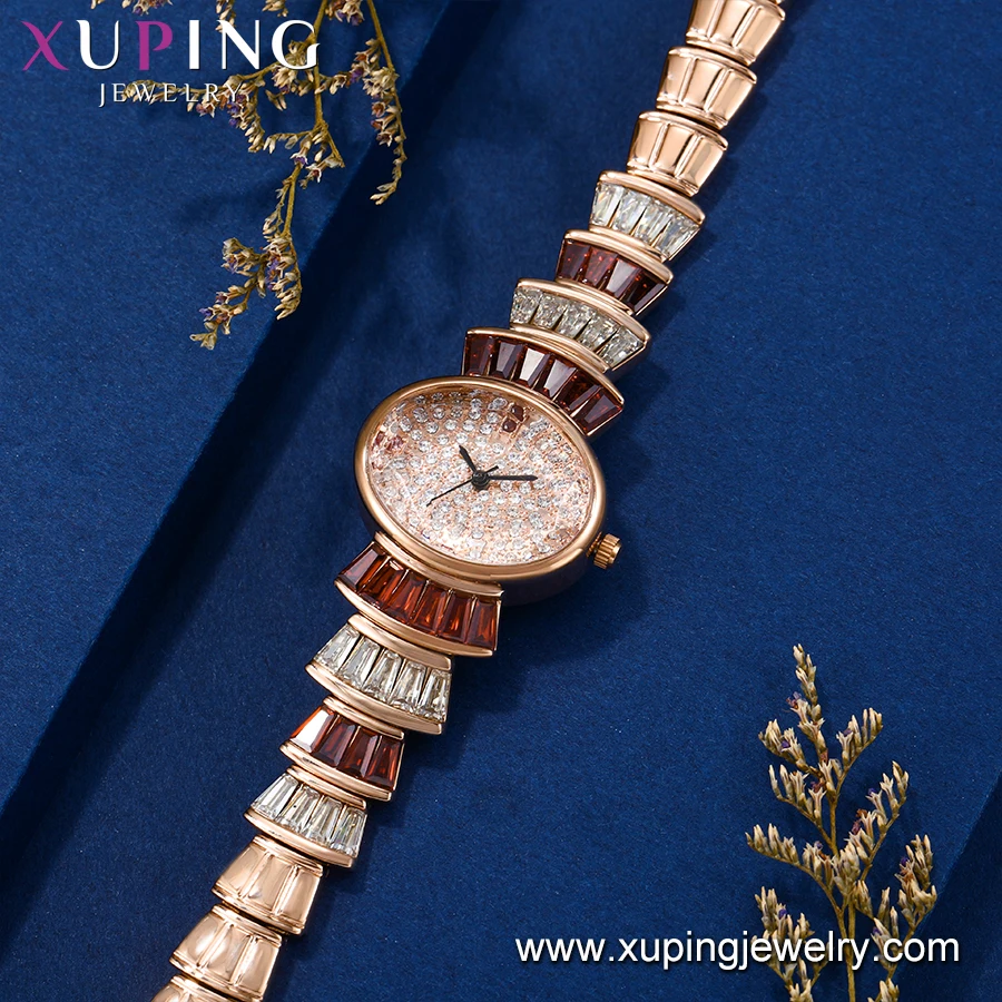 Часы-10 xuping розовое золото последние часы ювелирные изделия также имеет много красных цветных камней