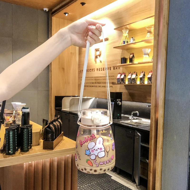 Amazon Бестселлер двойной питьевой горлышко пластиковая бутылка переработка большой емкости мультяшная для воды портативный diy стакан