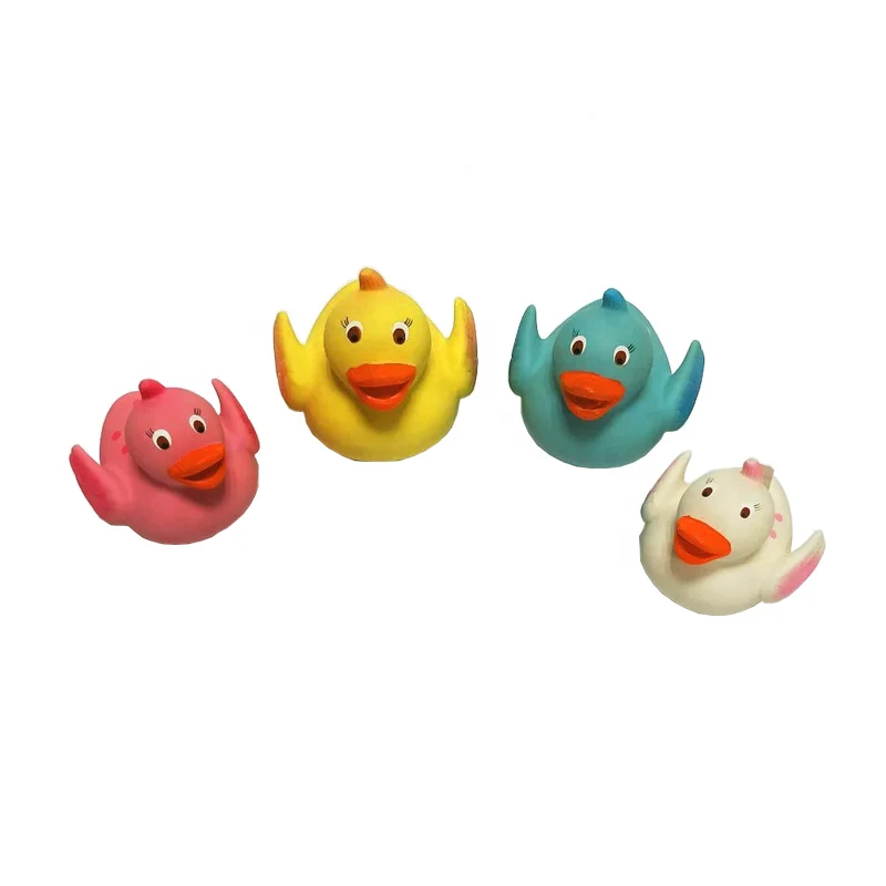 
Latex Squeaky Rubber Duck Four Colors for Baby Bath Playing latex baby chewable teether 