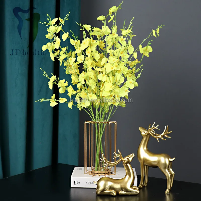 Simple wrought iron geometric vase ornaments home decoration transparent glass dried flower flower arrangement vase