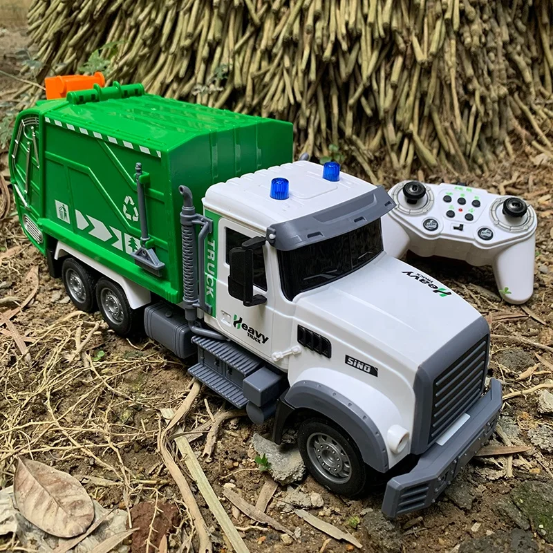 1/12 Sanitary car with Trash Bin RC Garbage Truck Toys Eco-car Toy Set Lights sound Rechargeable