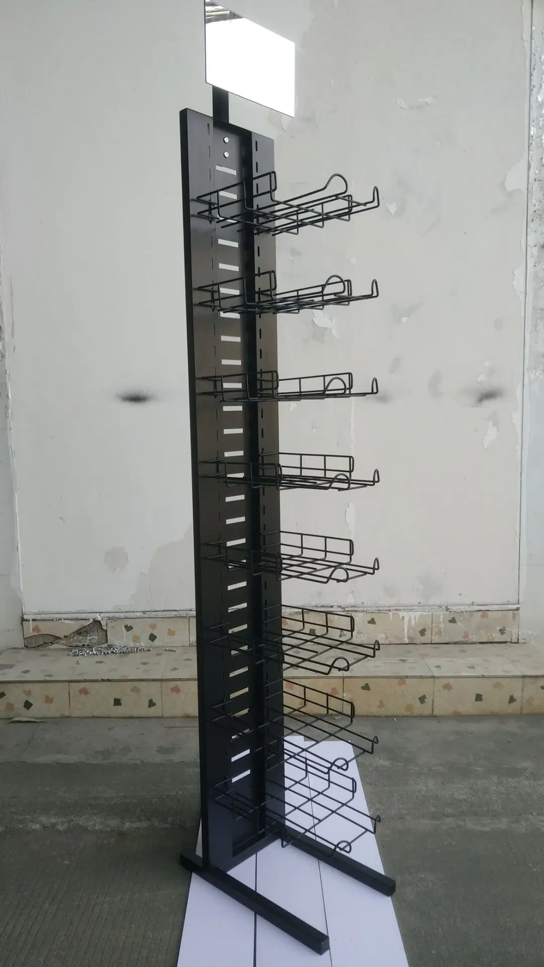 Custom pos floor wood baseball cap display rack,rotating product display,rotating hanging display stand