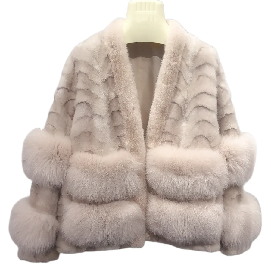 Russian Dropshipping Wholesale Winter Plus Size fox Fur Jacket Custom Luxury Real Mink Fur Coat for Women