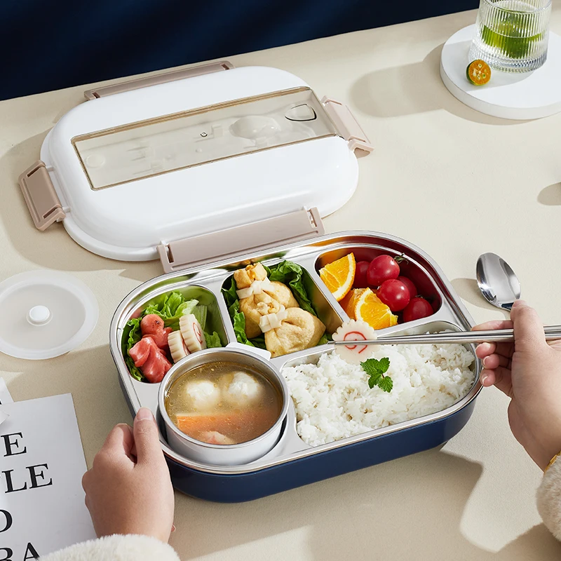 BPA Free 3 to 5 Compartment Airtight Insulated Stainless Steel Bento Tiffin Lunch Boxes Container Lunch Box Kids Adults