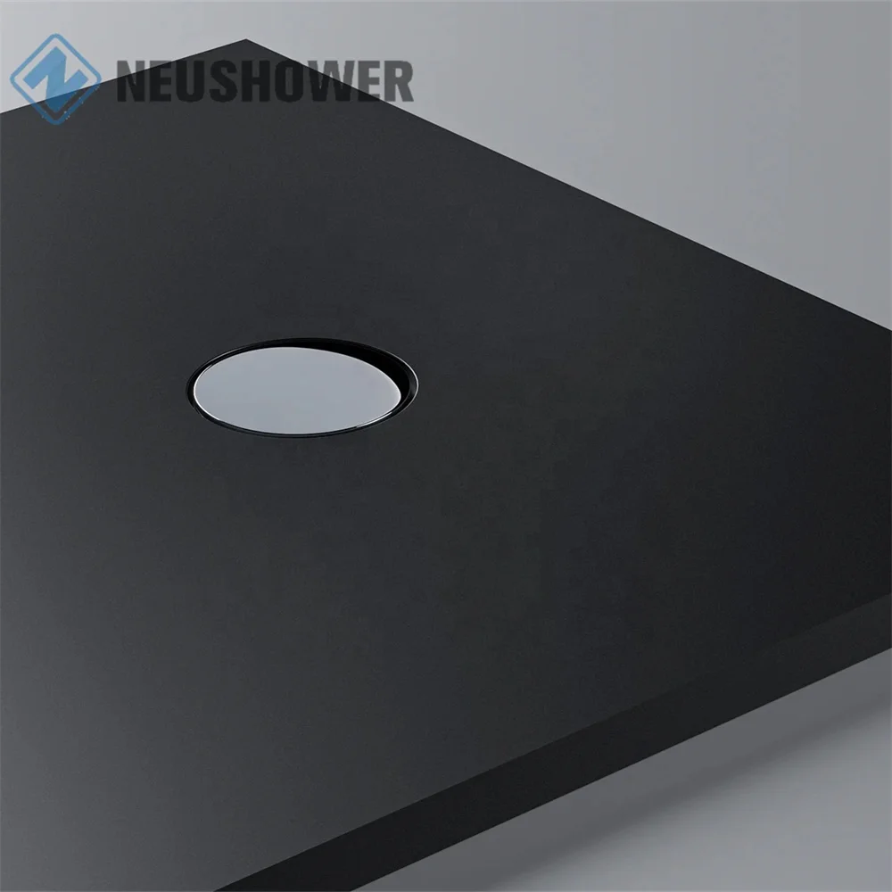 Modern Style Black Solid Surface shower pans Artificial Stone Anti-slip Base Rectangle Bathroom Shower Tray