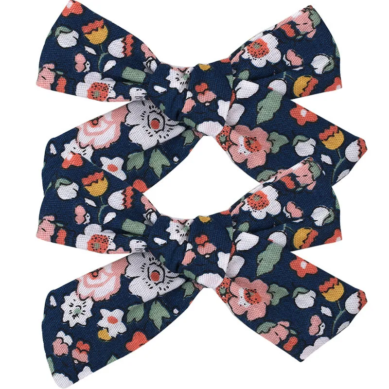 More colour High Quality Handmade Floral Prints Bows Hair Grips Little Girls Hair Clip Photo Group Shower