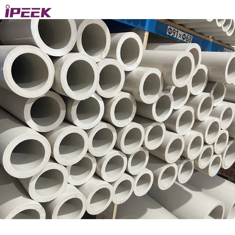 IPEEK Custom High Temperature Resistance Extruder Plastic Straight Pipe OD 96mm X ID 80mm X1000mm PEEK Tube for Medical Device