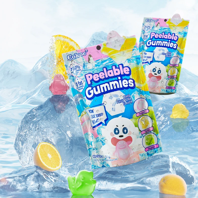 OEM Vegan 3D Peelable Candy Gummies Natural Mixed Fruit Flavors Vitamin C Gummy