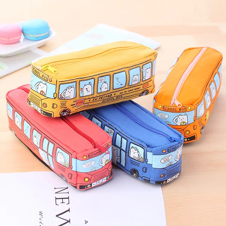 Large capacity creative stationery car bus pen bags
